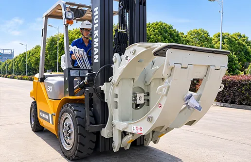 HULKMAN Paper Roll Clamp Forklift Truck Working Demo